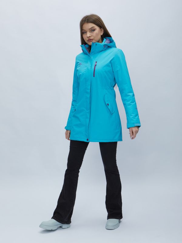 Women's blue hooded parka 551706S